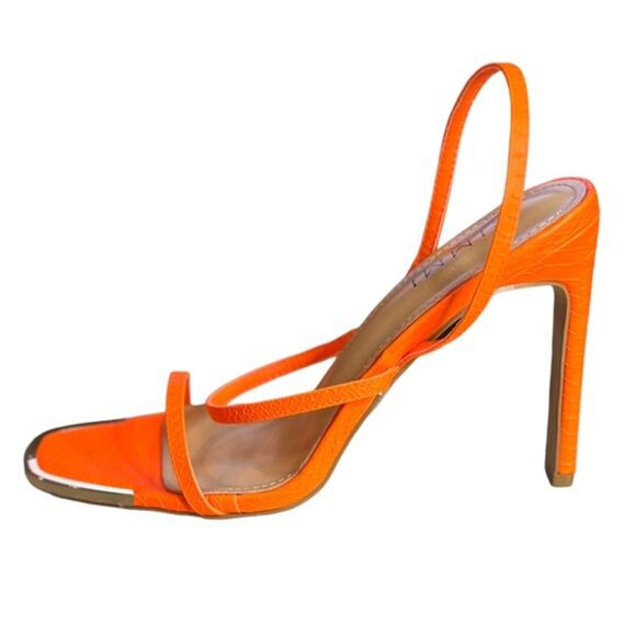 orange tangerine squared toe mule slip on size 7 - Picture 6 of 7